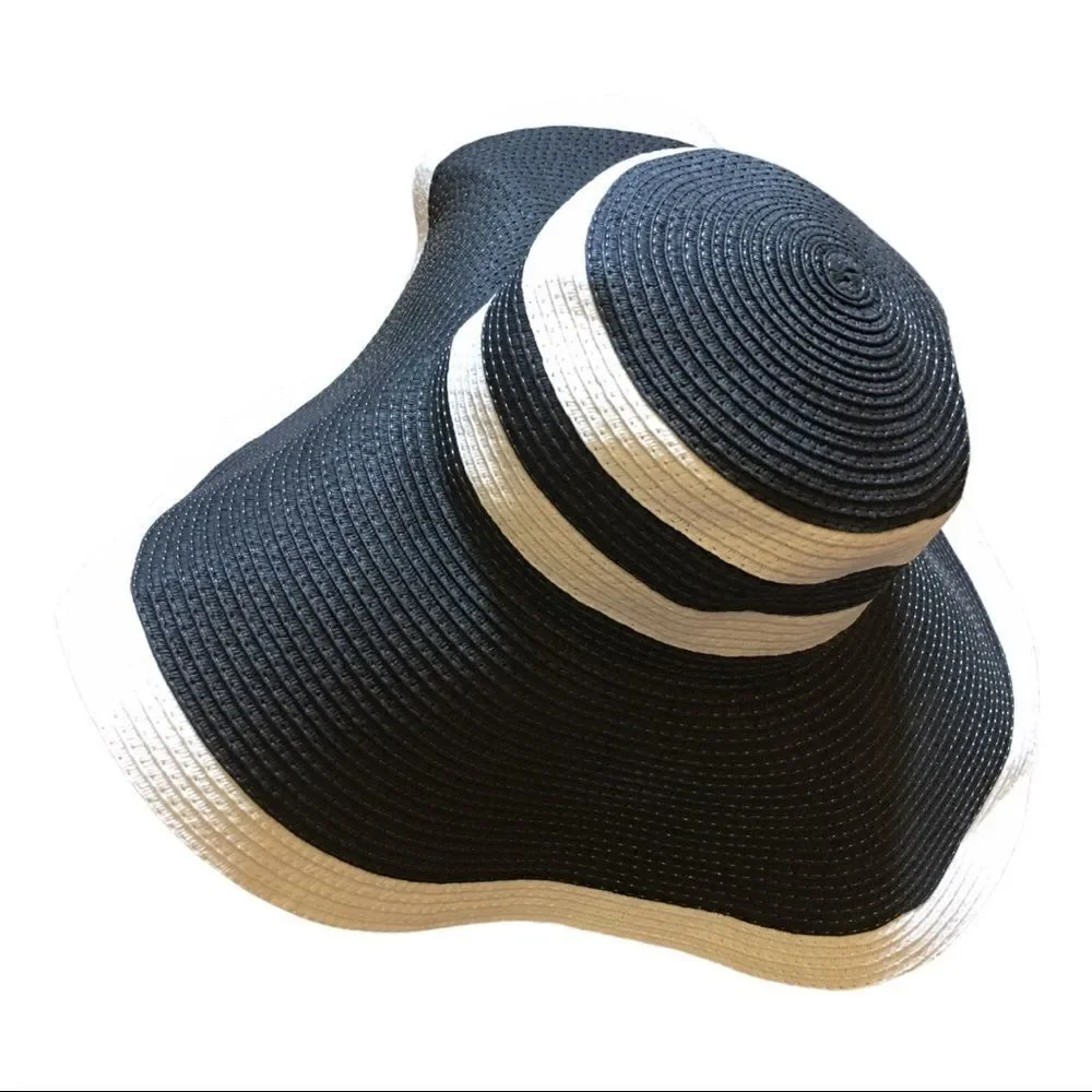 Vintage Black & White Wide Brim Hat - Picture 1 of 9